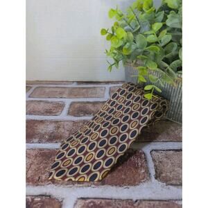 Vintage Lands End Silk Tie Wine Red Blue Geometric Ovals Classic Preppy Retro